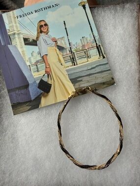 Freida Rothman Vault Gold & Black Twisted Rope Bracelet